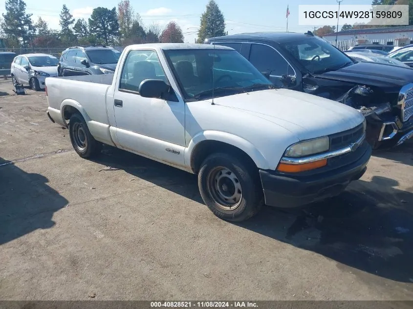 2002 Chevrolet S-10 VIN: 1GCCS14W928159809 Lot: 40828521