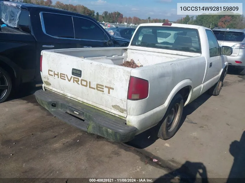 2002 Chevrolet S-10 VIN: 1GCCS14W928159809 Lot: 40828521