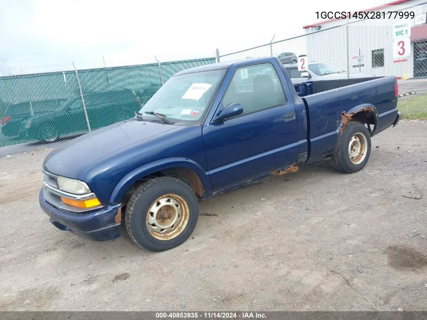 2002 Chevrolet S-10 VIN: 1GCCS145X28177999 Lot: 40853935