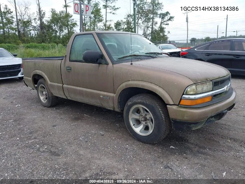 2003 Chevrolet S-10 Ls VIN: 1GCCS14HX38134386 Lot: 40438923