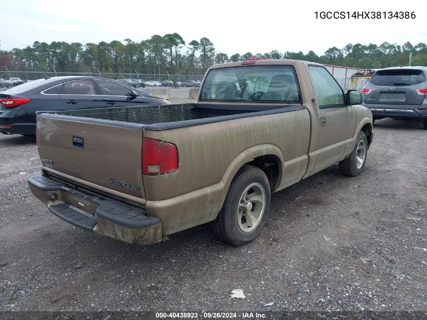 2003 Chevrolet S-10 Ls VIN: 1GCCS14HX38134386 Lot: 40438923