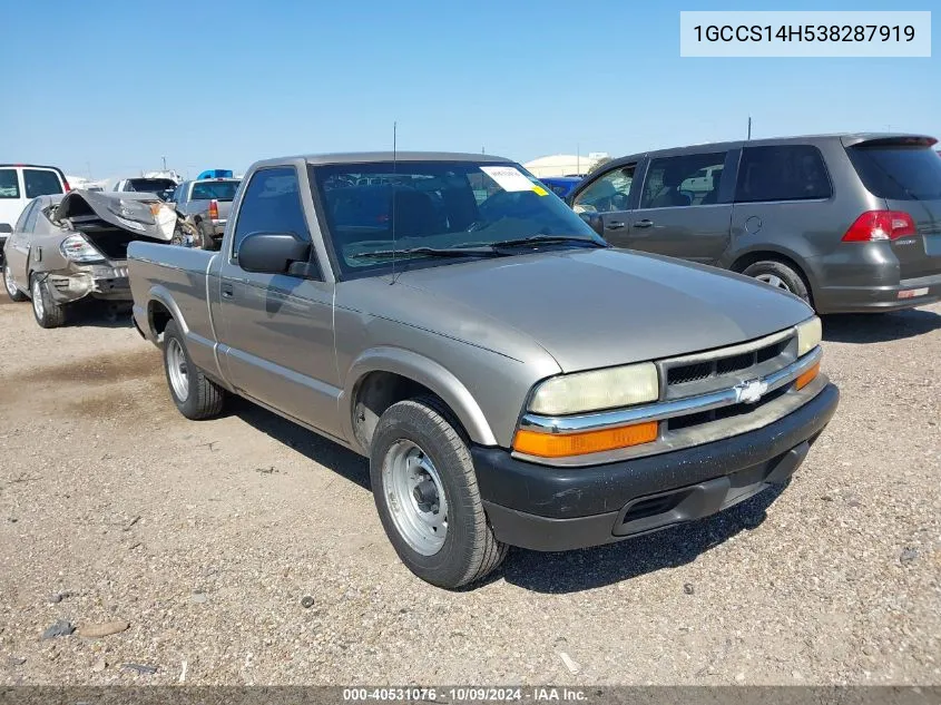 2003 Chevrolet S-10 S10 VIN: 1GCCS14H538287919 Lot: 40531076