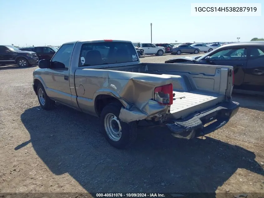 2003 Chevrolet S-10 S10 VIN: 1GCCS14H538287919 Lot: 40531076