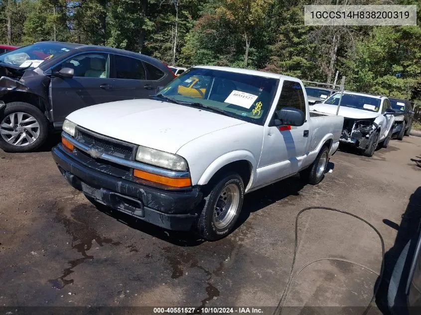 2003 Chevrolet S-10 VIN: 1GCCS14H838200319 Lot: 40551527