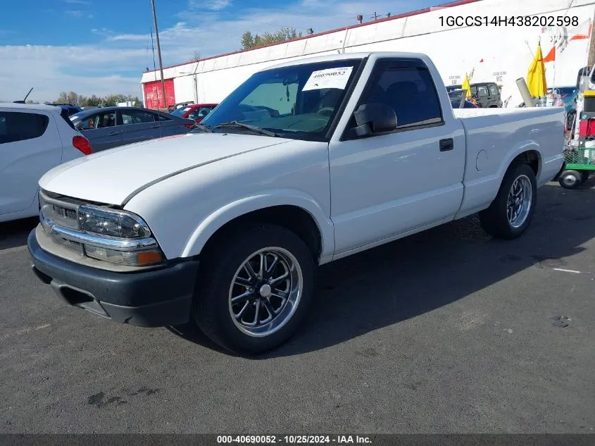 1GCCS14H438202598 2003 Chevrolet S-10