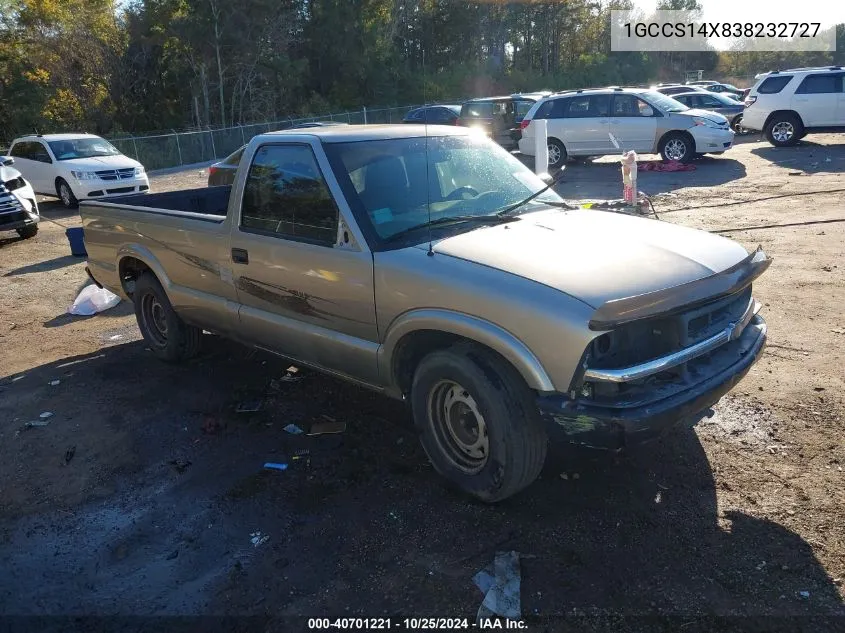 2003 Chevrolet S-10 VIN: 1GCCS14X838232727 Lot: 40701221