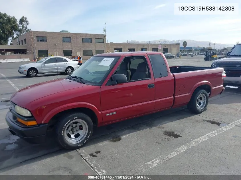 2003 Chevrolet S-10 Ls VIN: 1GCCS19H538142808 Lot: 40761445