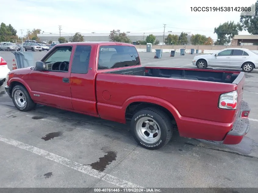 2003 Chevrolet S-10 Ls VIN: 1GCCS19H538142808 Lot: 40761445