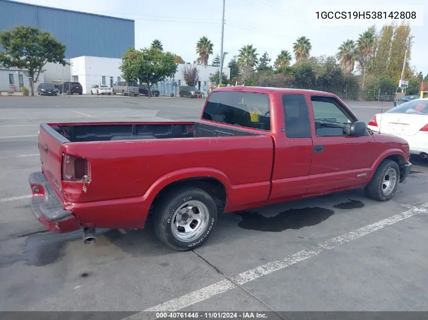 2003 Chevrolet S-10 Ls VIN: 1GCCS19H538142808 Lot: 40761445