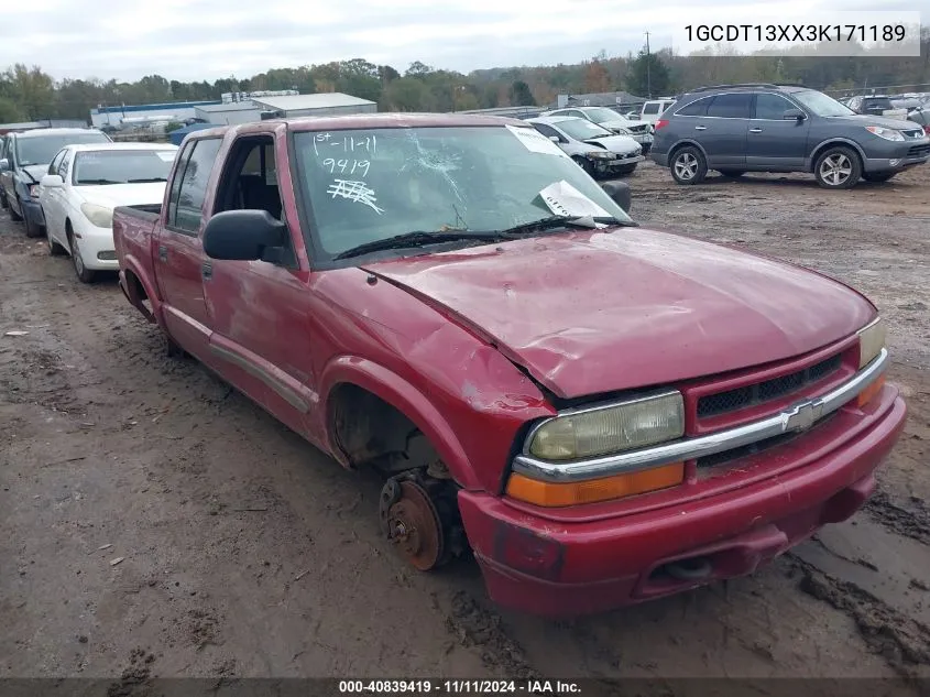 2003 Chevrolet S-10 Ls VIN: 1GCDT13XX3K171189 Lot: 40839419