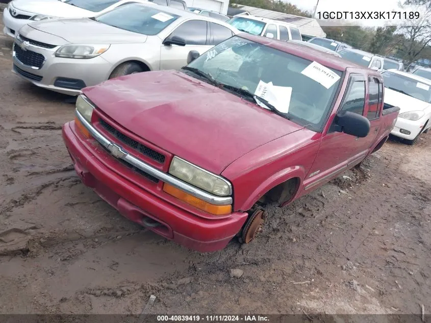 2003 Chevrolet S-10 Ls VIN: 1GCDT13XX3K171189 Lot: 40839419