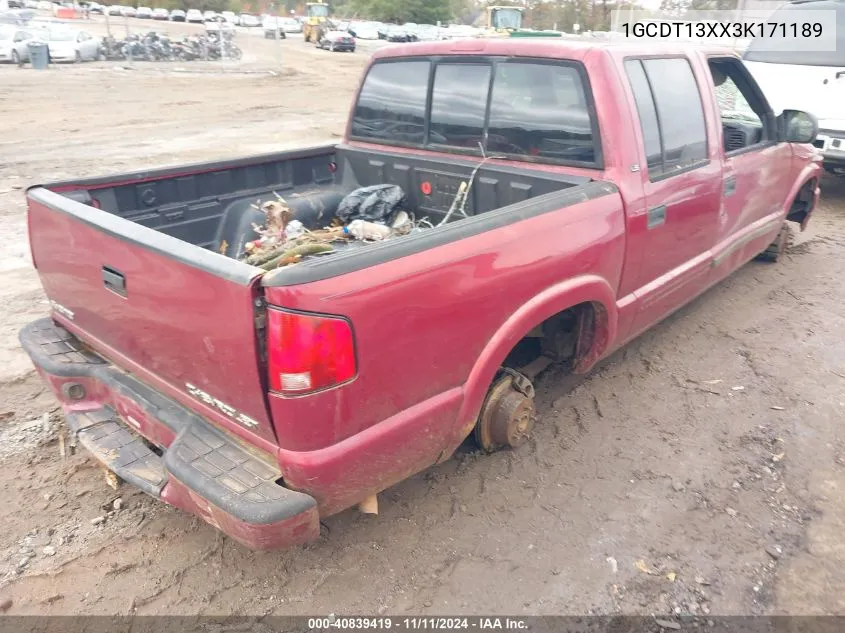 2003 Chevrolet S-10 Ls VIN: 1GCDT13XX3K171189 Lot: 40839419