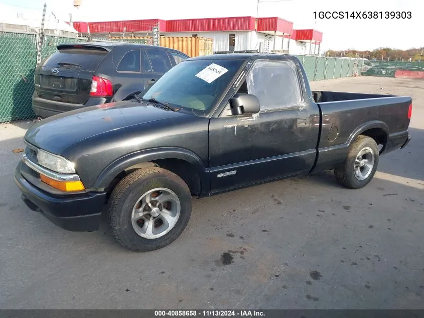 2003 Chevrolet S-10 Ls VIN: 1GCCS14X638139303 Lot: 40858658