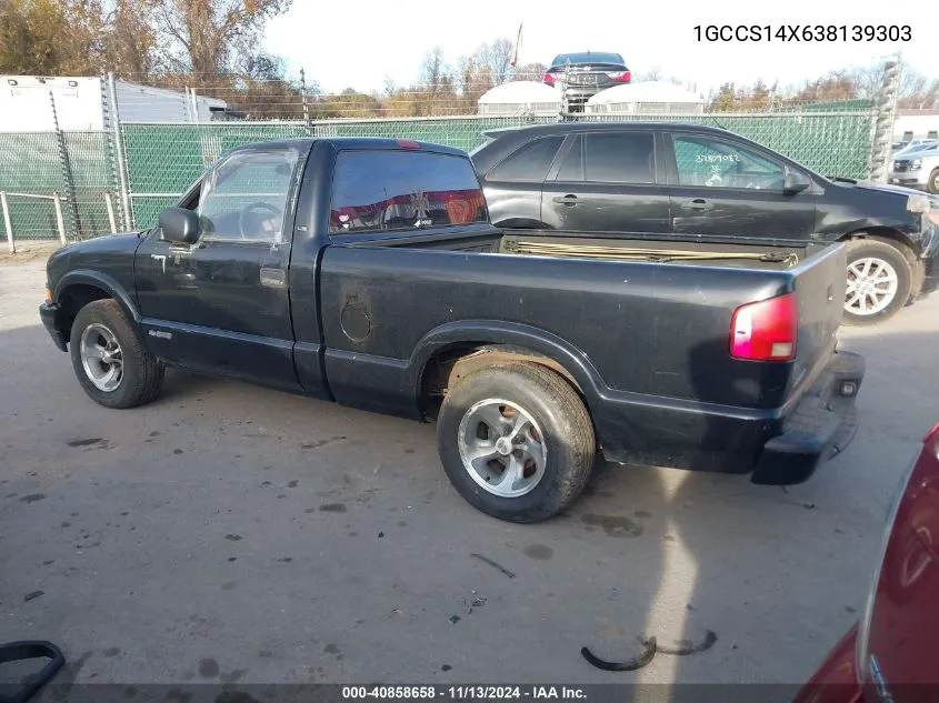 2003 Chevrolet S-10 Ls VIN: 1GCCS14X638139303 Lot: 40858658