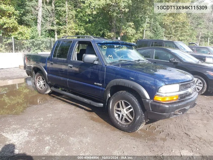 2004 Chevrolet S-10 Ls VIN: 1GCDT13X94K115309 Lot: 40494954