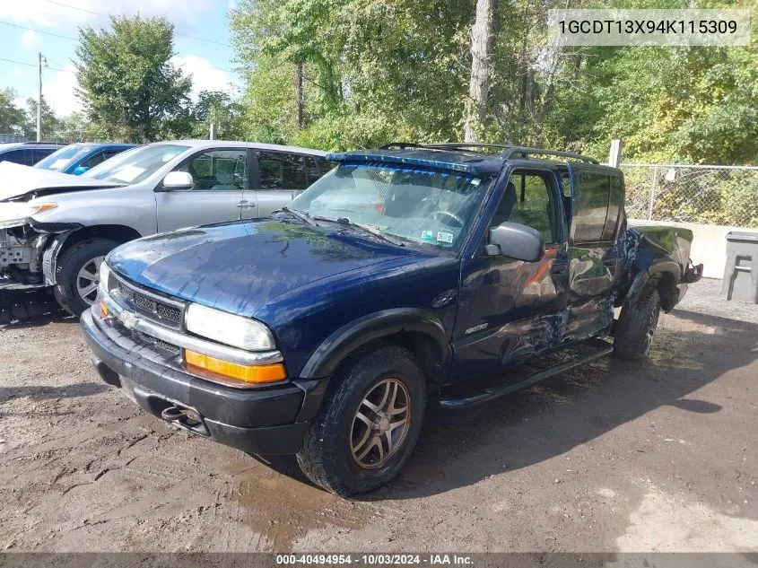 2004 Chevrolet S-10 Ls VIN: 1GCDT13X94K115309 Lot: 40494954