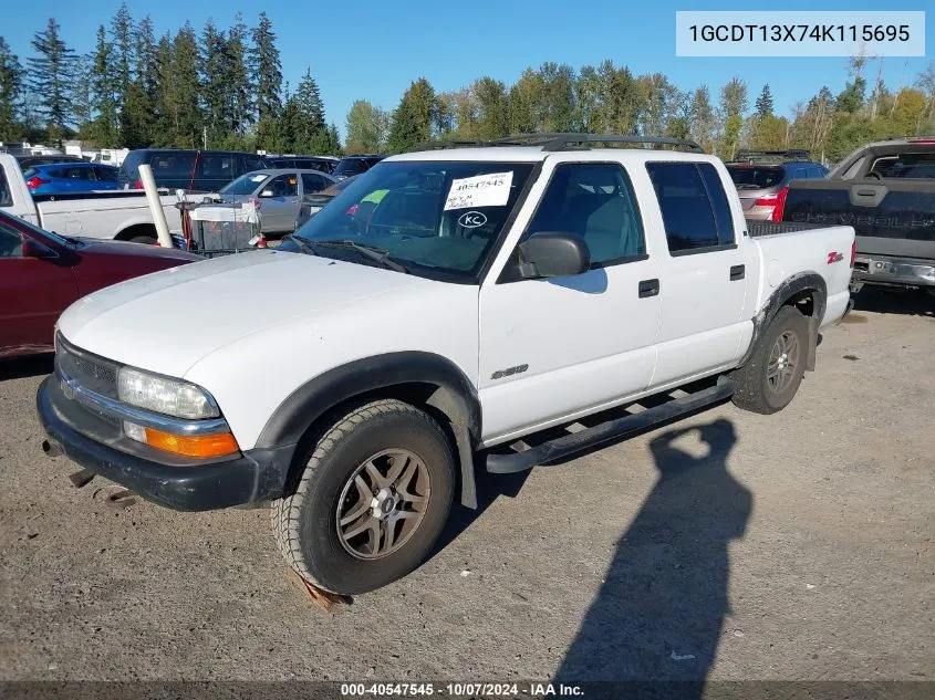 2004 Chevrolet S-10 Ls VIN: 1GCDT13X74K115695 Lot: 40547545