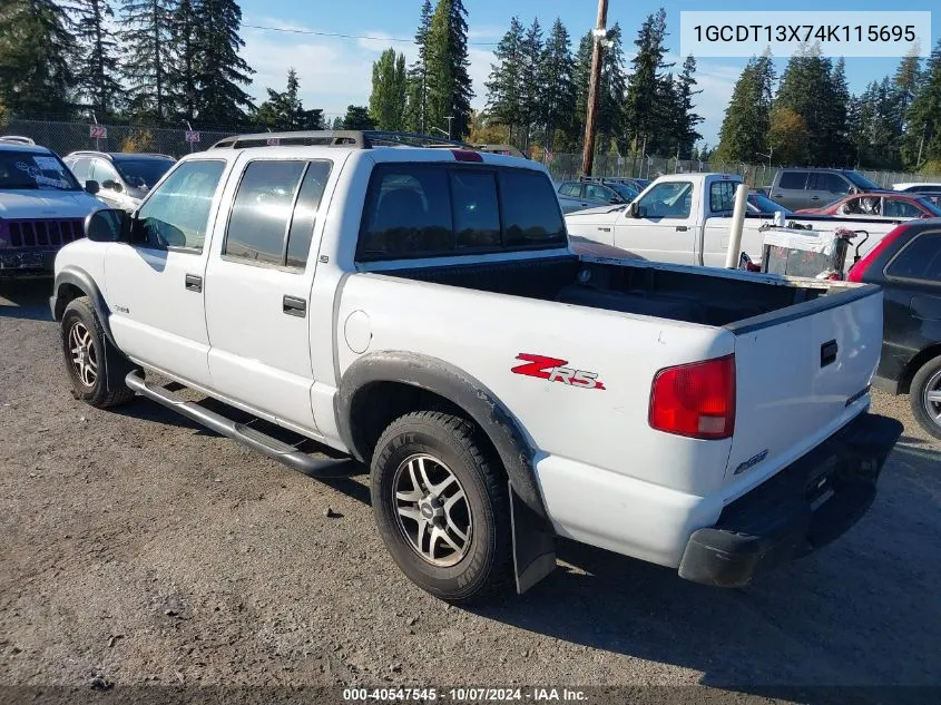 2004 Chevrolet S-10 Ls VIN: 1GCDT13X74K115695 Lot: 40547545