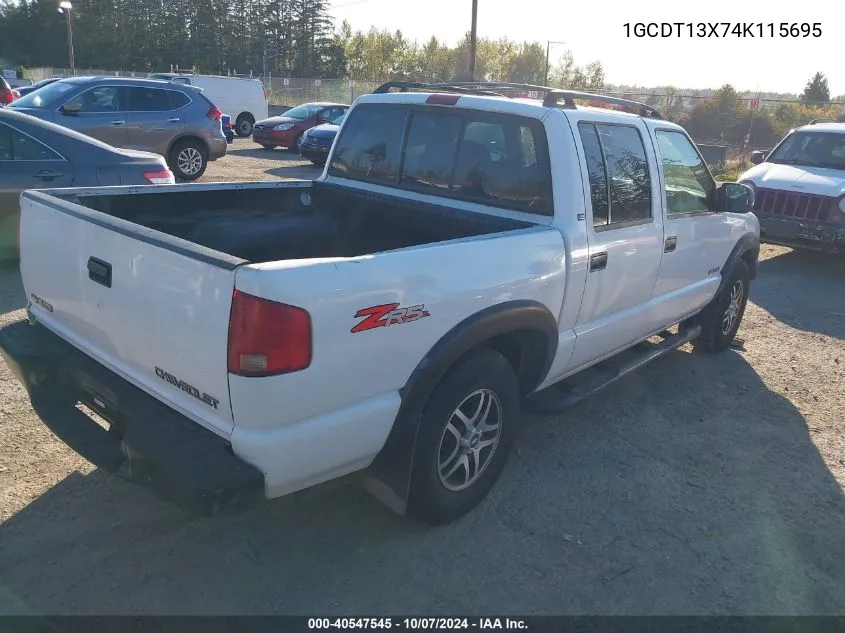 2004 Chevrolet S-10 Ls VIN: 1GCDT13X74K115695 Lot: 40547545