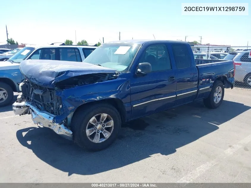 1999 Chevrolet Silverado 1500 VIN: 2GCEC19W1X1298759 Lot: 40213017