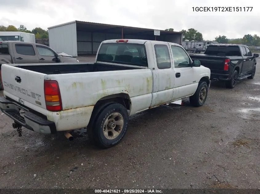 1999 Chevrolet Silverado 1500 VIN: 1GCEK19T2XE151177 Lot: 40421621