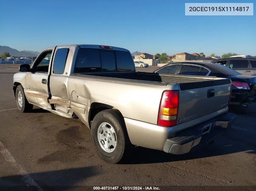 1999 Chevrolet Silverado 1500 Ls VIN: 2GCEC1915X1114817 Lot: 40731457