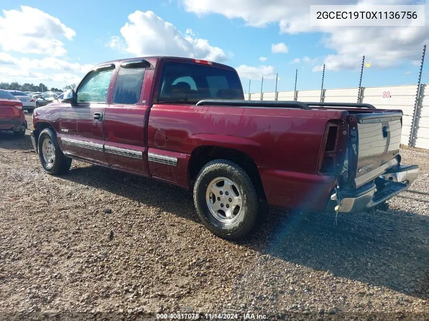 1999 Chevrolet Silverado 1500 Ls VIN: 2GCEC19T0X1136756 Lot: 40817078