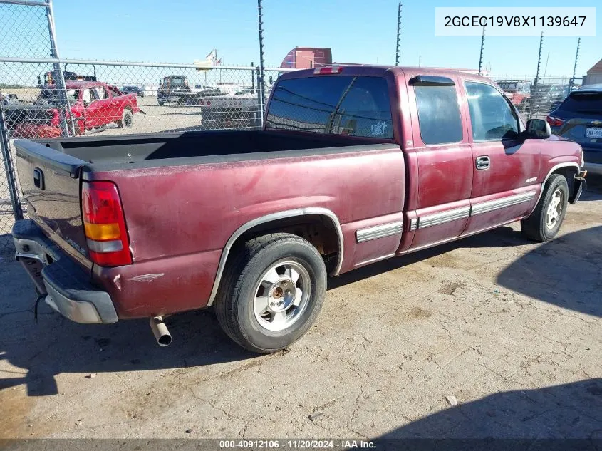 1999 Chevrolet Silverado 1500 Ls VIN: 2GCEC19V8X1139647 Lot: 40912106