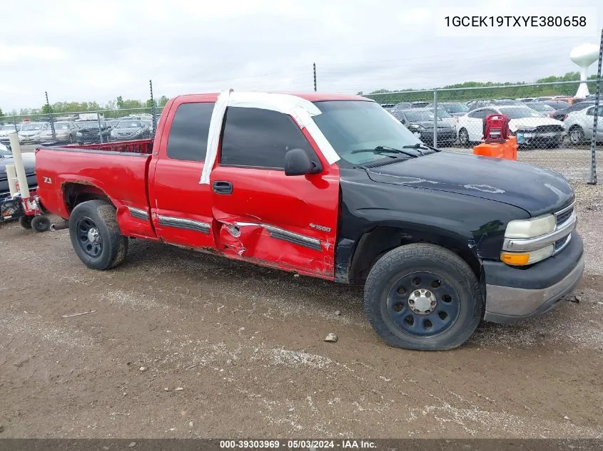 2000 Chevrolet Silverado 1500 Lt VIN: 1GCEK19TXYE380658 Lot: 39303969