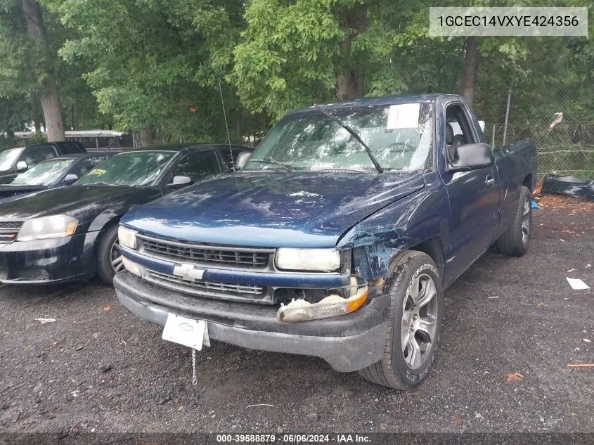 2000 Chevrolet Silverado 1500 VIN: 1GCEC14VXYE424356 Lot: 39588879