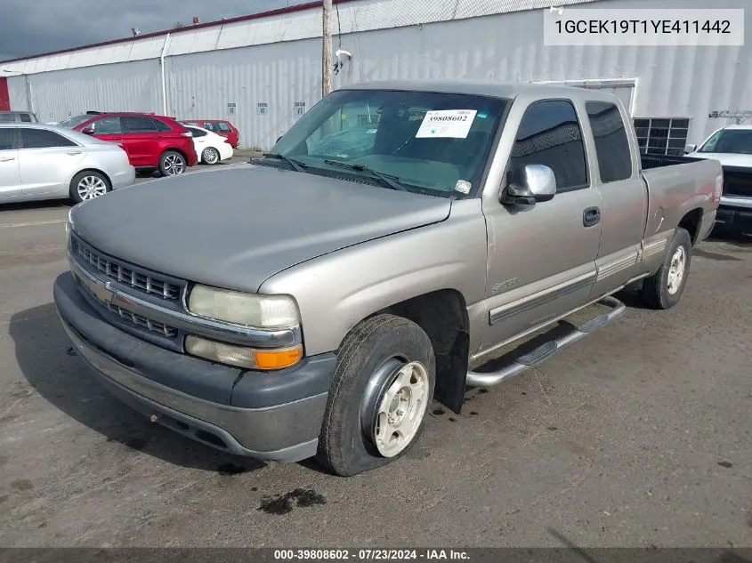 2000 Chevrolet Silverado 1500 Ls/Lt VIN: 1GCEK19T1YE411442 Lot: 39808602