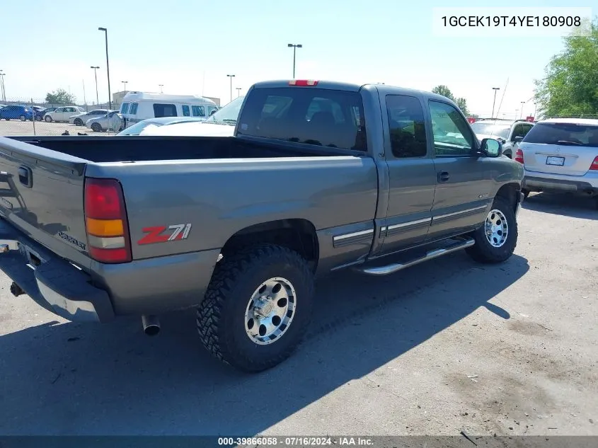 2000 Chevrolet Silverado 1500 Lt VIN: 1GCEK19T4YE180908 Lot: 39866058