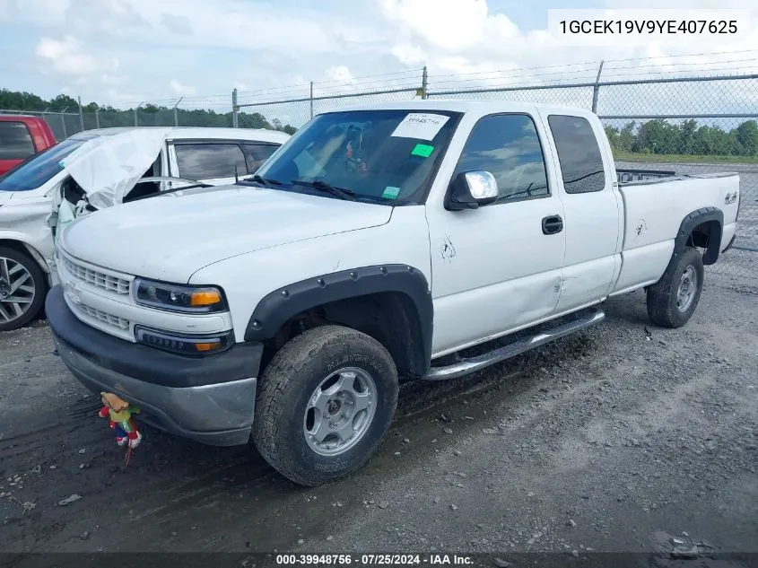 2000 Chevrolet Silverado 1500 VIN: 1GCEK19V9YE407625 Lot: 39948756