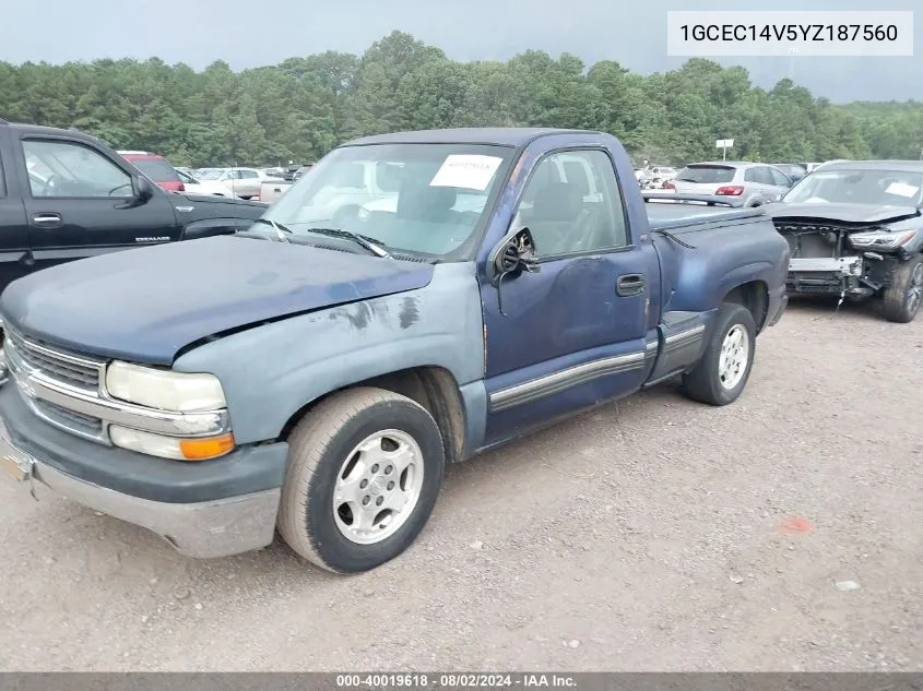 2000 Chevrolet Silverado 1500 VIN: 1GCEC14V5YZ187560 Lot: 40019618