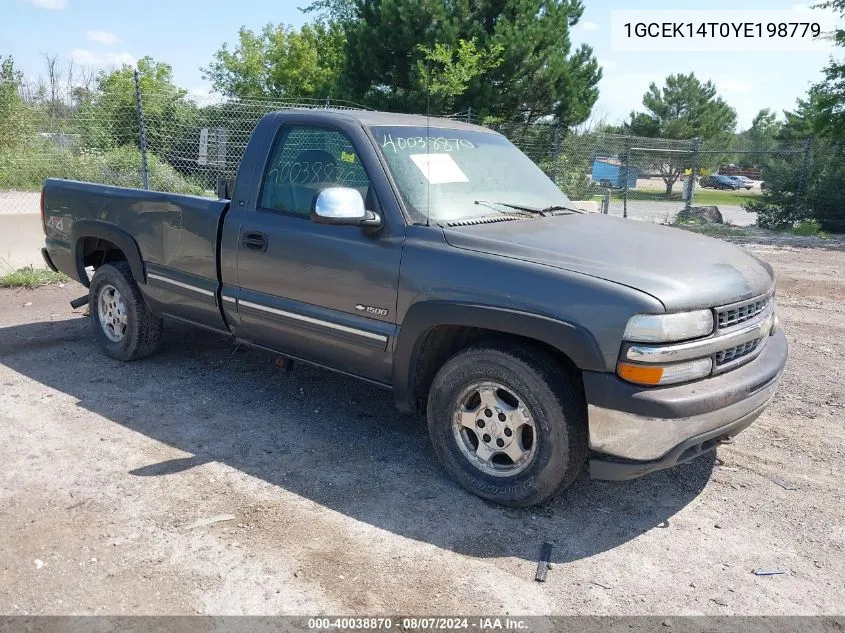 2000 Chevrolet Silverado 1500 Ls VIN: 1GCEK14T0YE198779 Lot: 40038870