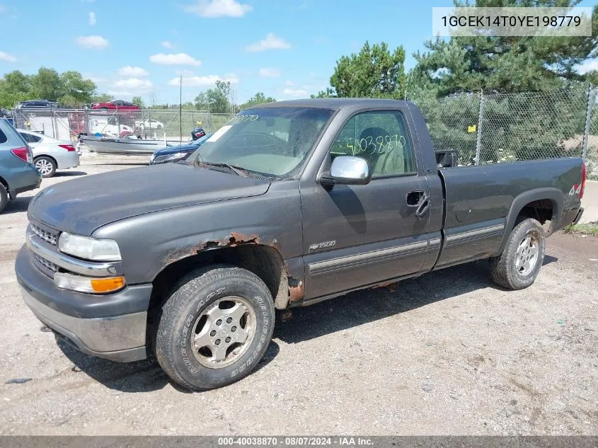 2000 Chevrolet Silverado 1500 Ls VIN: 1GCEK14T0YE198779 Lot: 40038870