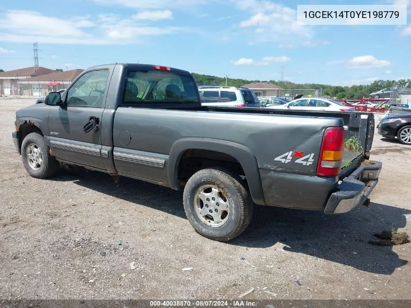 2000 Chevrolet Silverado 1500 Ls VIN: 1GCEK14T0YE198779 Lot: 40038870