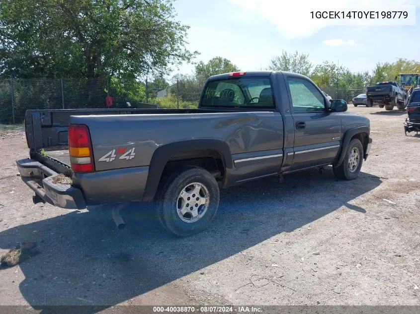 2000 Chevrolet Silverado 1500 Ls VIN: 1GCEK14T0YE198779 Lot: 40038870