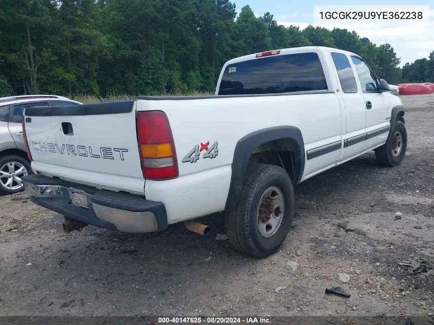 1GCGK29U9YE362238 2000 Chevrolet Silverado 2500