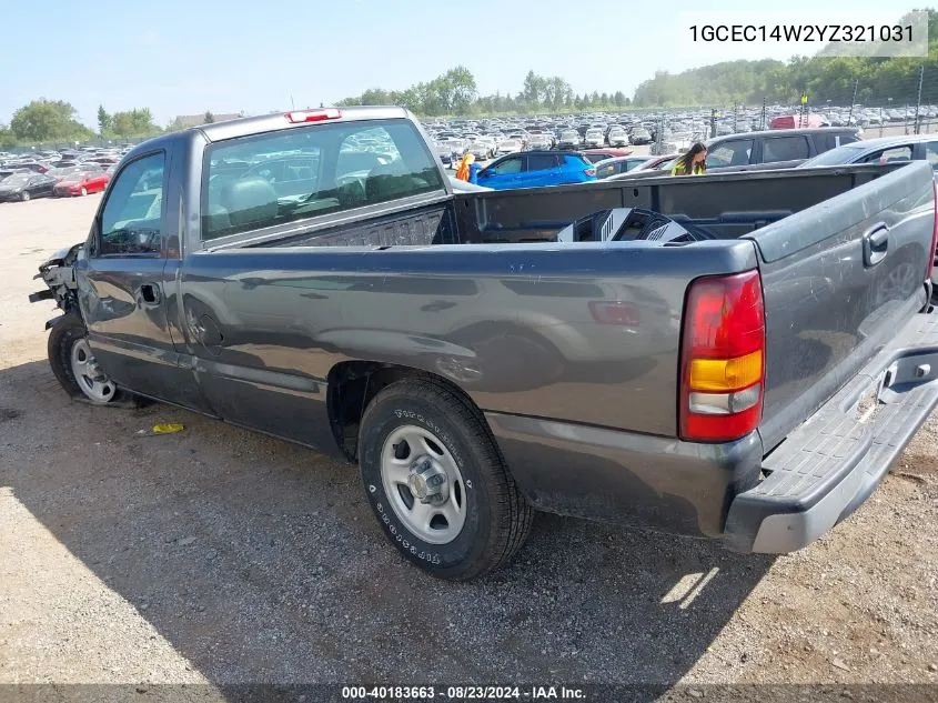 2000 Chevrolet Silverado 1500 VIN: 1GCEC14W2YZ321031 Lot: 40183663