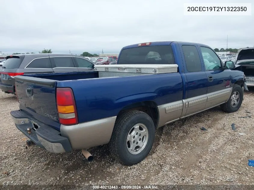 2000 Chevrolet Silverado C1500 VIN: 2GCEC19T2Y1322350 Lot: 40212443