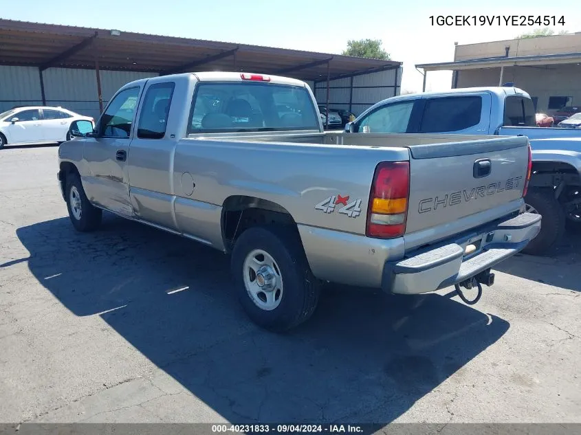 2000 Chevrolet Silverado 1500 VIN: 1GCEK19V1YE254514 Lot: 40231833