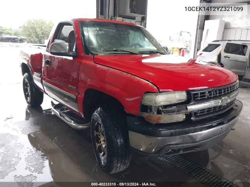 2000 Chevrolet Silverado K1500 VIN: 1GCEK14T2YZ321099 Lot: 40233310