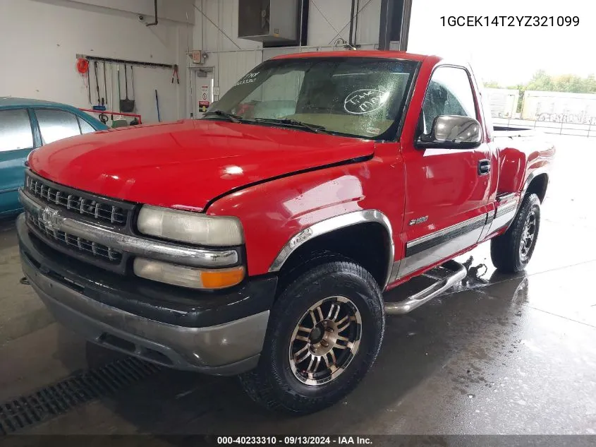 2000 Chevrolet Silverado K1500 VIN: 1GCEK14T2YZ321099 Lot: 40233310