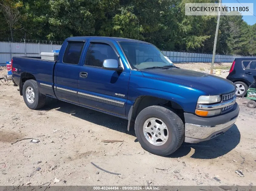 2000 Chevrolet Silverado 1500 Ls VIN: 1GCEK19T1YE111805 Lot: 40244494