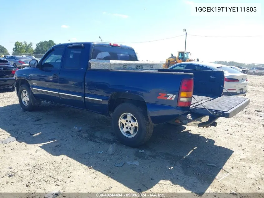 2000 Chevrolet Silverado 1500 Ls VIN: 1GCEK19T1YE111805 Lot: 40244494