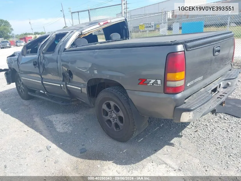 2000 Chevrolet Silverado 1500 Ls VIN: 1GCEK19V0YE393551 Lot: 40250343