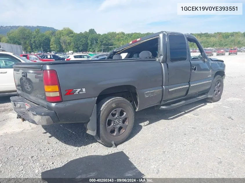 2000 Chevrolet Silverado 1500 Ls VIN: 1GCEK19V0YE393551 Lot: 40250343