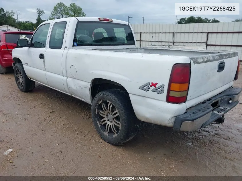 2000 Chevrolet Silverado 1500 VIN: 1GCEK19T7YZ268425 Lot: 40258552