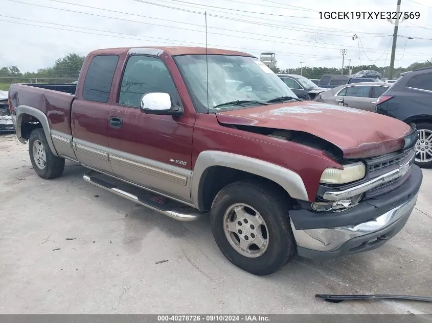 2000 Chevrolet Silverado 1500 Ls VIN: 1GCEK19TXYE327569 Lot: 40278726